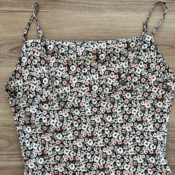 Abercrombie & Fitch Black and Pink Cowl Neck Satin Mini Slip Dress - Picture 3 of 7